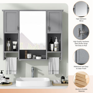 Wall Mounted Bathroom Storage Cabinet With Mirror, Medicine Cabinet With Towel Bar