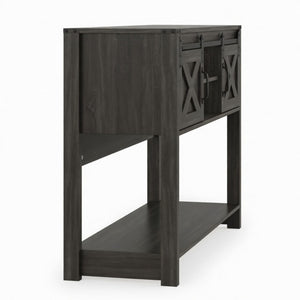 Farmhouse Entryway Table With Sliding Barn Door