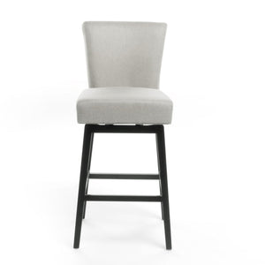 Quicksilvered - Upholstered Swivel Counter Stool With Wood Legs - Beige - Best Buy Furniture