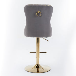 Thick Swivel Barstools Adjusatble Seat Height From 25-33", Modern Upholstered Bar Stools With Backs Comfortable Tufted For Home Pub And Kitchen Island (Set of 2)