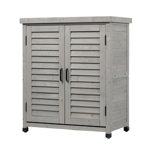 Potting Bench With Storage Cabinet And Metal Table Top For Outdoor