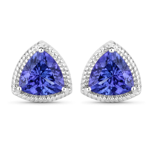 4.24 Carat Genuine Tanzanite 14K White Gold Earrings