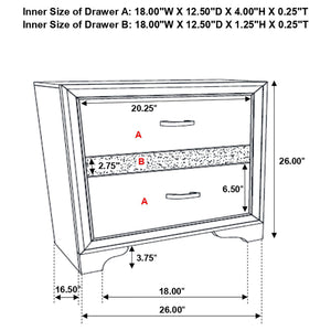 Transitional 2 Drawer Nightstand With Hidden Jewelry Tray