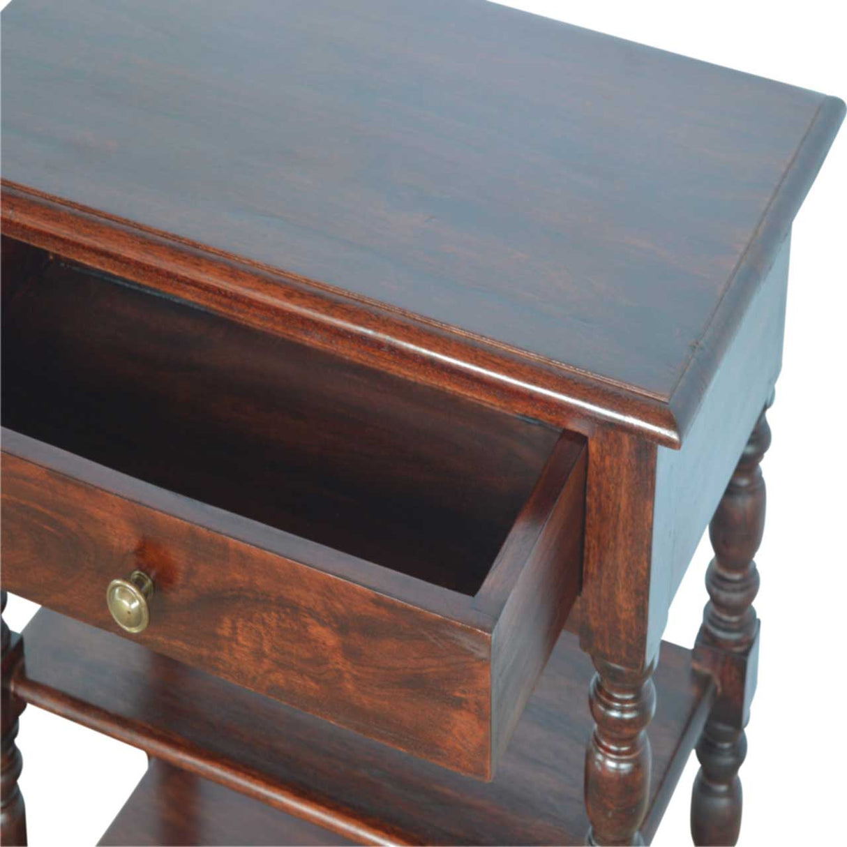 Solid Wood Turned Occasional Table, 1-Drawer