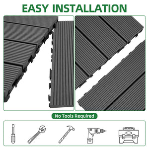 DIY Interlocking Deck Tiles Waterproof Outdoor And Indoor Flooring - Gray