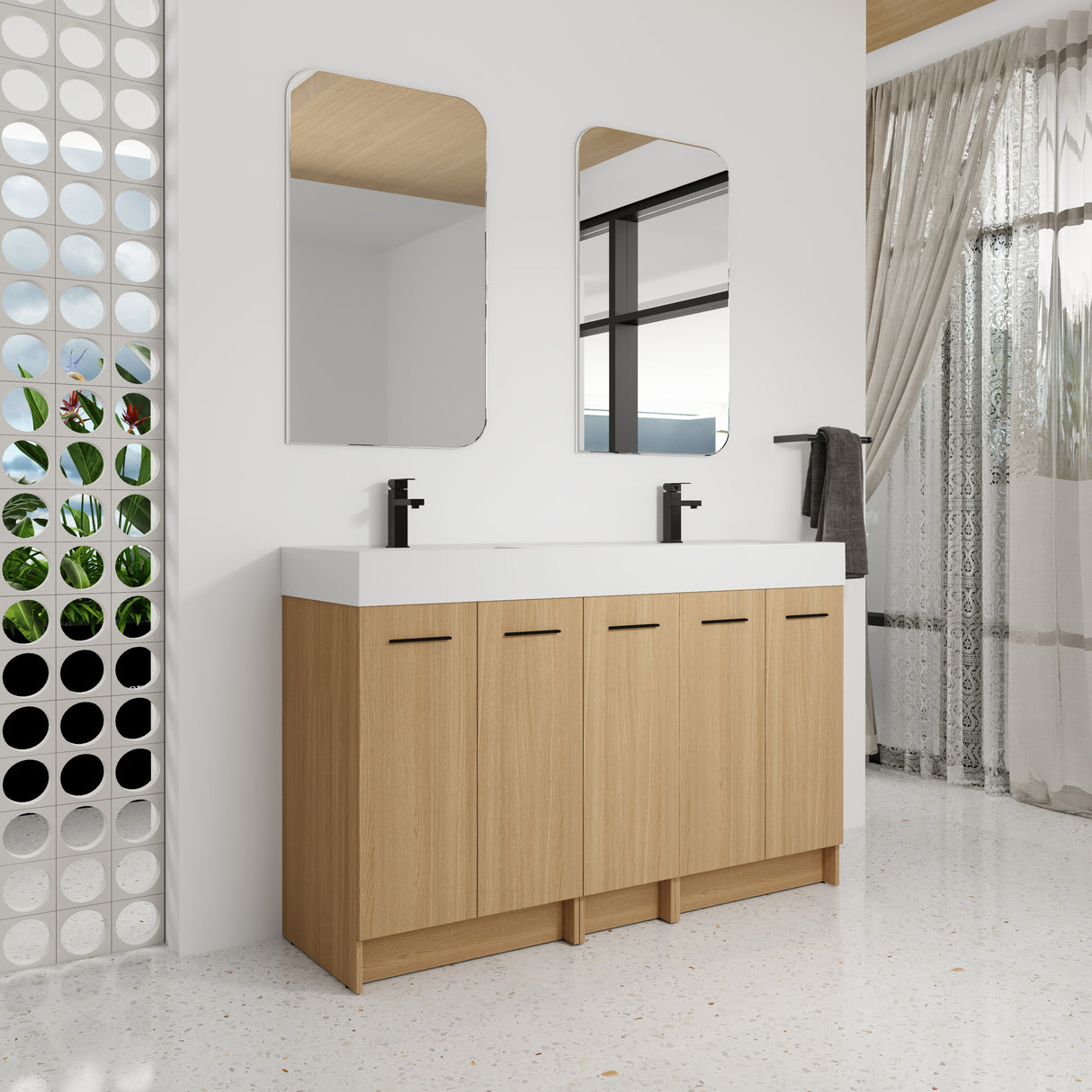 60" Double Sink Bathroom Vanity with Extra-Large Storage