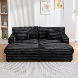 Oversized Double Chaise Lounge Sofa Bed With USB Ports And Cup Holders