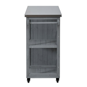 Outdoor Kitchen Island Prep Station With Lockable Wheels, Ample Storage, Towel & Spice Racks
