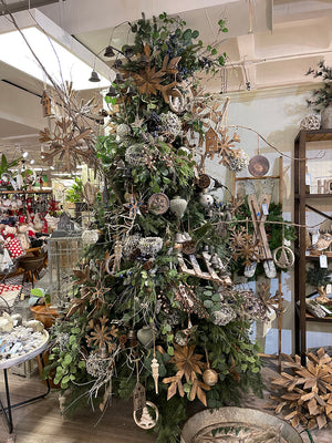 17.7" x 17.7" Large Fir Wood Snowflake Ornaments - Set of 2