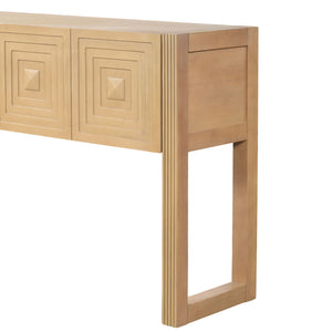 Geometric Carved Console Table With 3 Soft Close Drawers