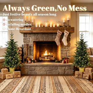Set of 2, 4 ft Pre-Lit Aspen Fir Artificial Christmas Trees