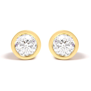 14K White Gold 1.0 Cttw Lab Grown Diamond Screw-Back Classic Bezel Solitaire Stud Earrings (G-H Color, VS2-SI1 Clarity)