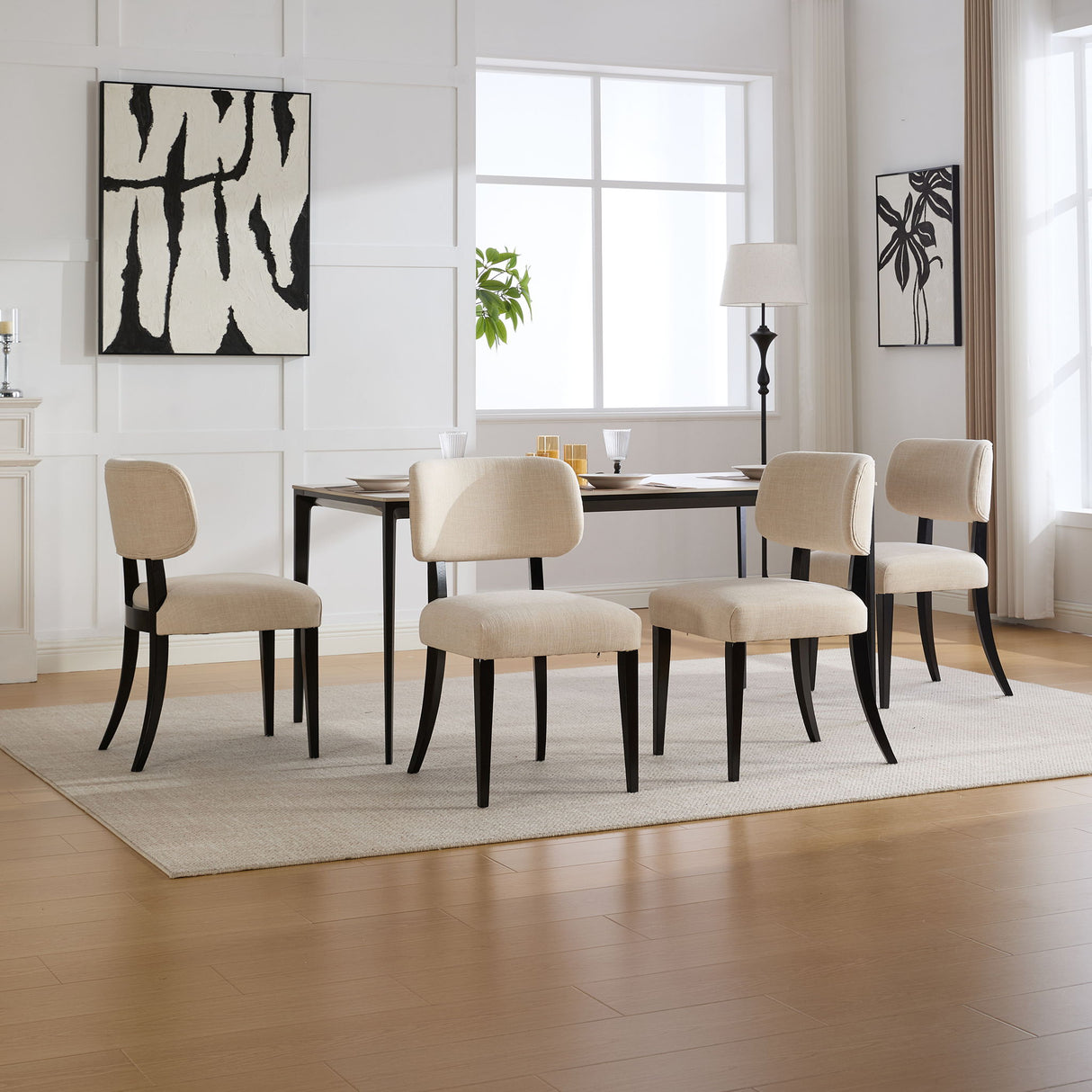 Kitchen Dining Chairs (Set of 2) - Cream