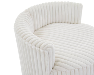 Malna Plush Wide Wale Corduroy Upholstered Barrel Accent Chair with Wheels