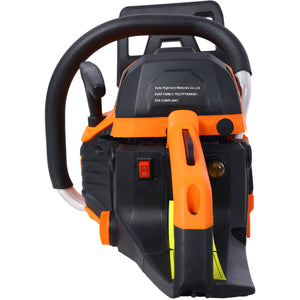 62Cc Gas Powered Chainsaw 20" 2 Cycle Petrol Handheld Chain Saw Epa Compliant Aluminium - Orange