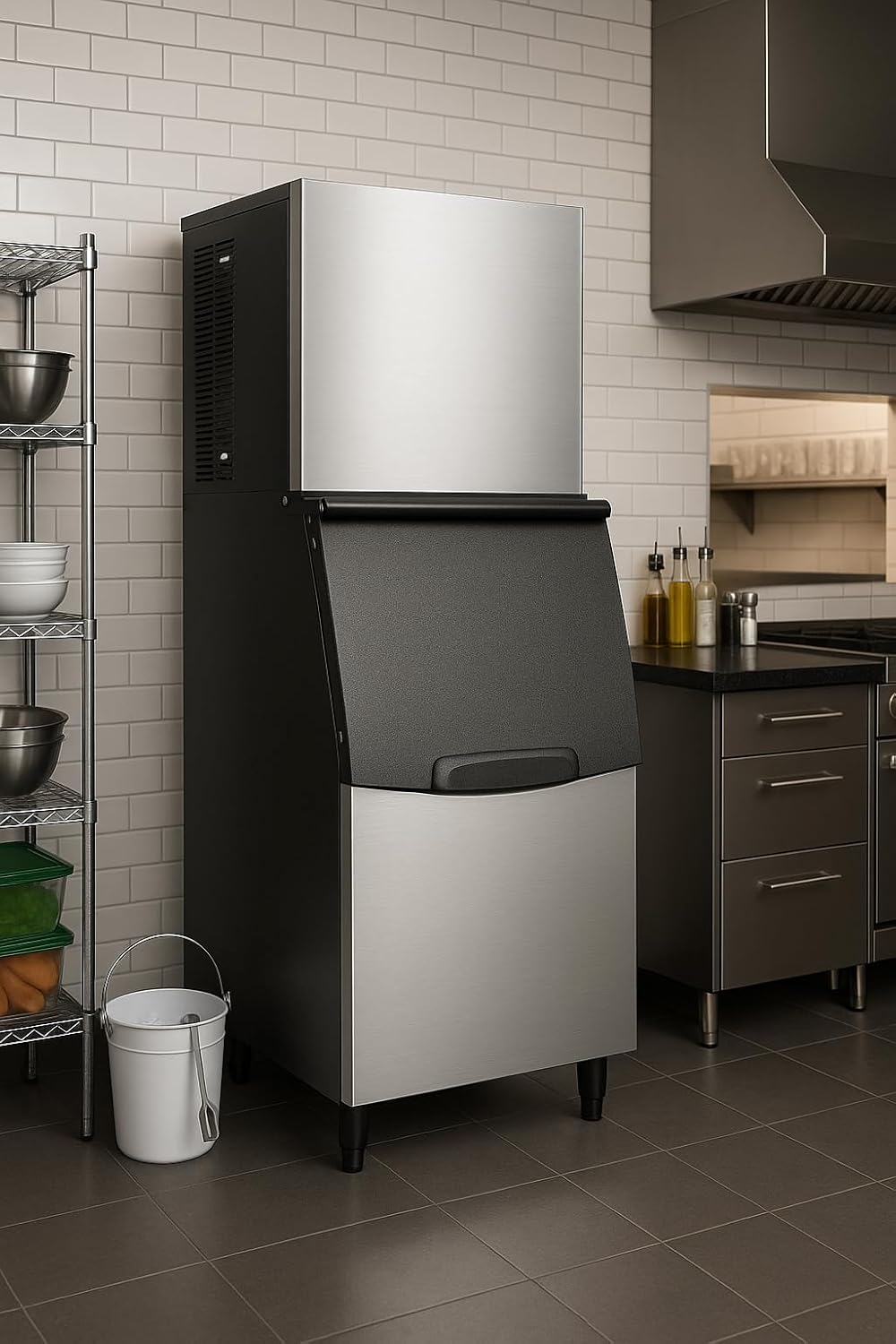 Commercial Ice Maker Machine, 661lbs/24h with Storage Bin