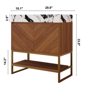 29.9" Modern Free-standing Bathroom Vanity with Ceramic Sink