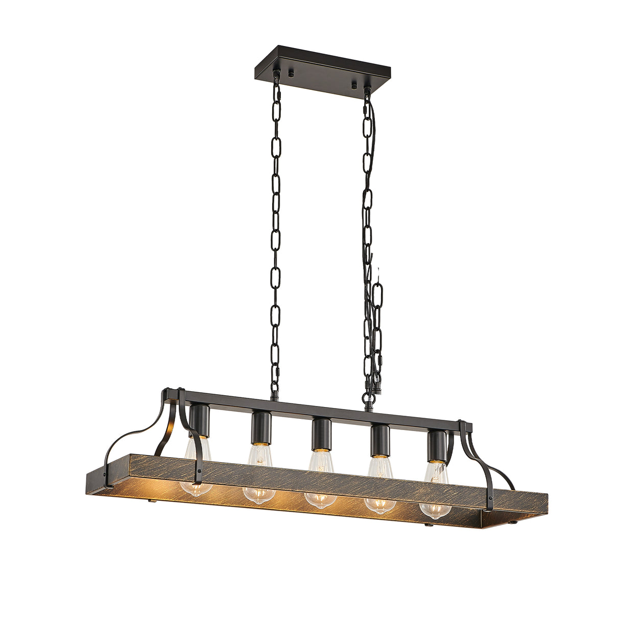34-Inch Black and Gold Vintage Pendant Light