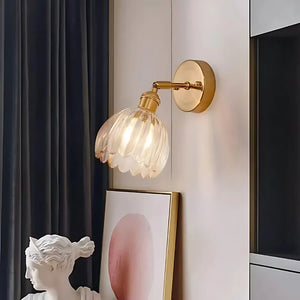Vintage Brass Tulip Glass Wall Sconce 1-Light Classic Wall Light