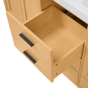 Bathroom Vanity With Double Sink, Soft Close Doors & Drawers Handles - Wood