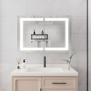 Medicine Cabinet With LED Vanity Mirror, Anti-Fog, Waterproof, Dimmable With Touch Switch