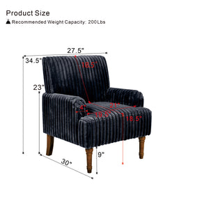 Modern Accent Chair with 2" Wide Wale Corduroy and Solid Wood Legs