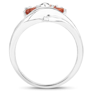 1.68 Carat Genuine Orange Sapphire .925 Sterling Silver Ring
