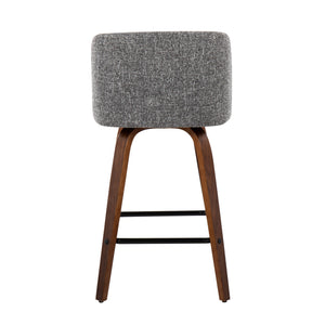 Toriano - Mid Century Modern Fixed Height Counter Stool & Square Footrest (Set of 2)
