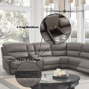 Kantu - Synthetic Leather Motion Sectional Sofa - Brown - Best Buy Furniture