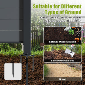 Outdoor Privacy Screens, 50" W x 50" H Air Conditioner Fence, Trash Can Enclosure (3 Panels, Black)