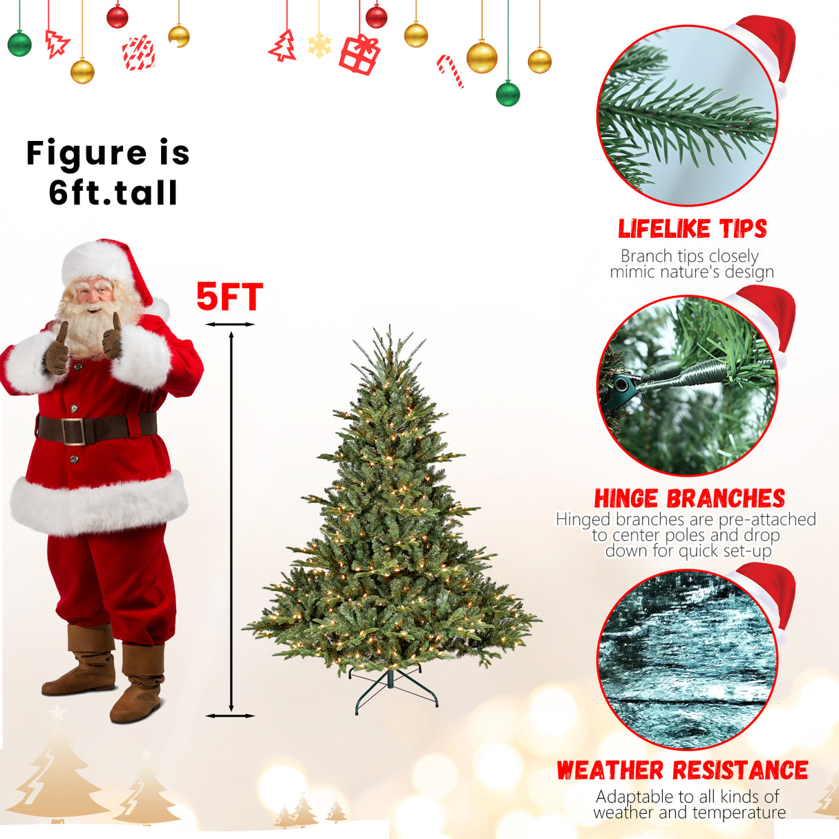 4FT Full-Shape Christmas Tree with 150 UL Lights