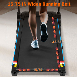Incline Treadmill For Running & Walking, Hydraulic System Auto Folding With Type C & USB Charge For Android, 10Mph, Bluetooth Speaker - Black