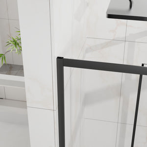 Corner Shower Enclosure With Sliding Door - Matte Black