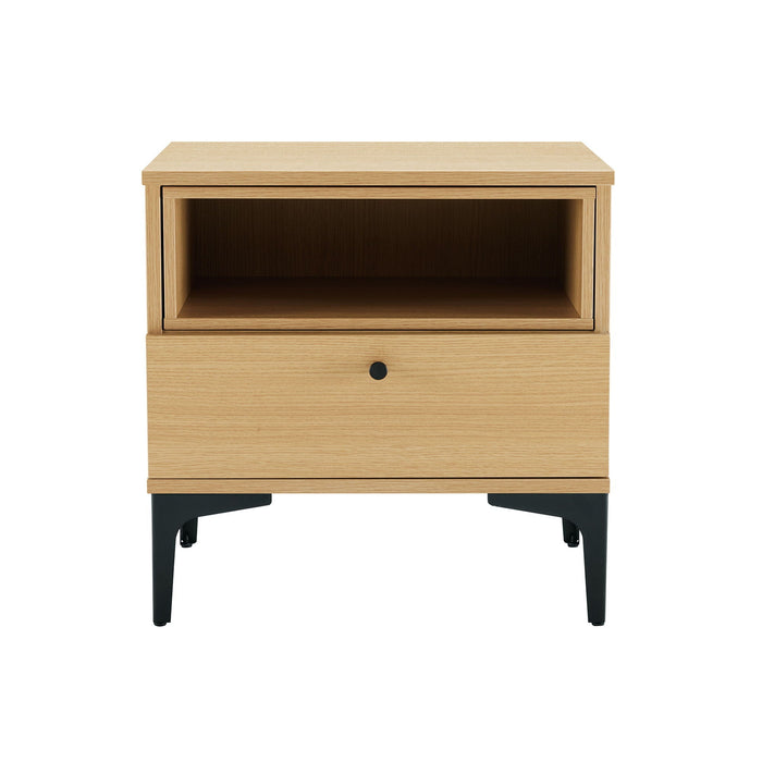 Amara Nightstand with 1 Drawer and Metal Legs - Pink, Light Brown, or Beige