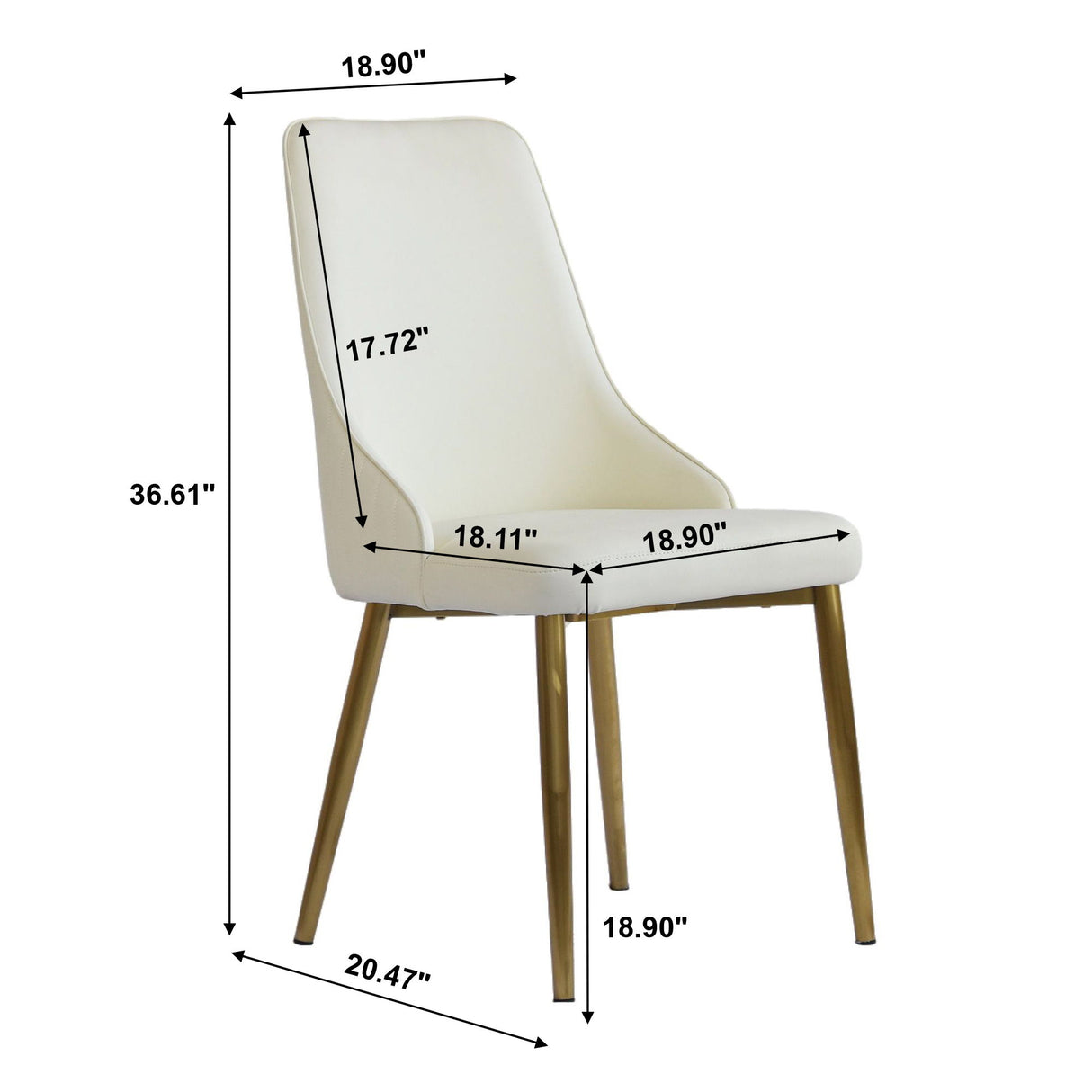 Modern Sponge-Filled Dining Chair, Solid Wood Metal Legs, Suitable For Restaurants, Living Rooms And Rooms (Set of 2) - White