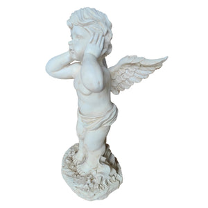 Winged Angel Covering Her Ears Resin Ornament