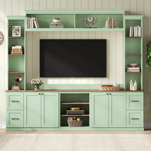 4-in-1 Entertainment Center Wall Unit with Bookshelf for TVs Up to 70"