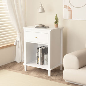 Nightstand & 1 Drawer And 1 Shelf - White