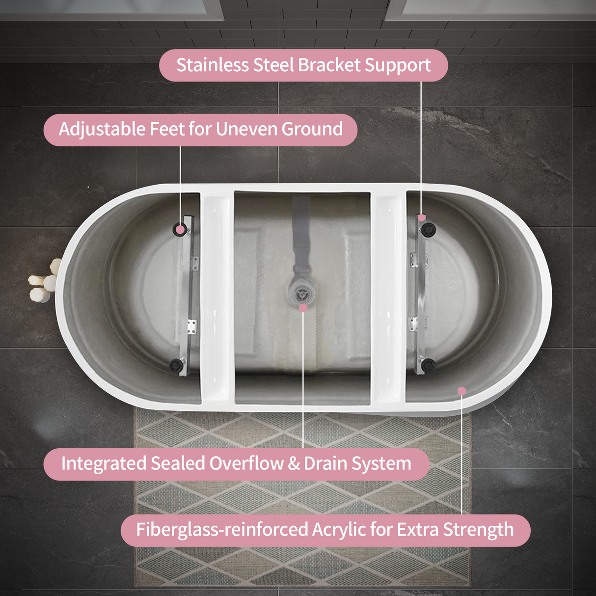 55" Acrylic Freestanding Bathtub