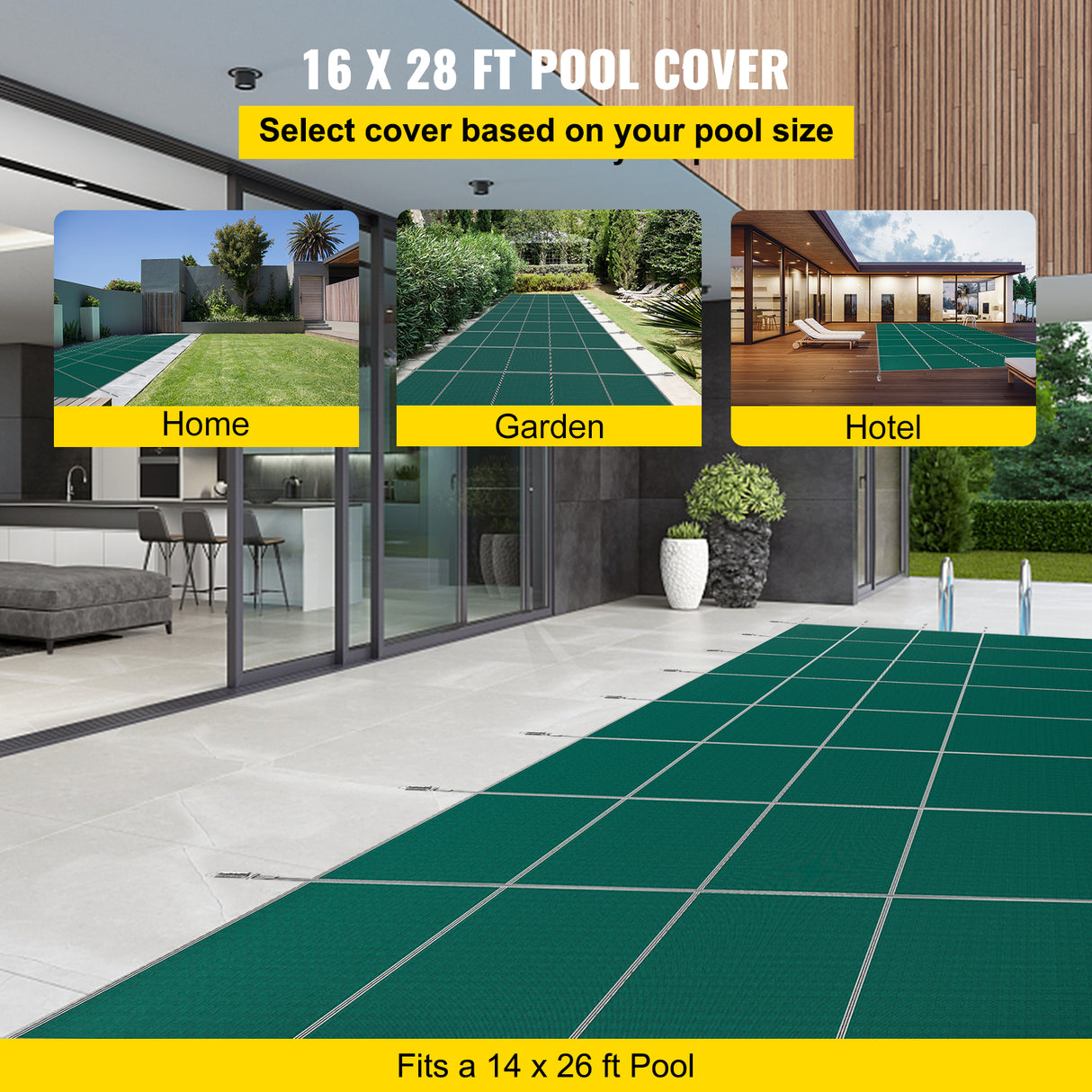 Pool Safety Cover Fits 14x26ft Rectangle Inground Safety Pool Cover