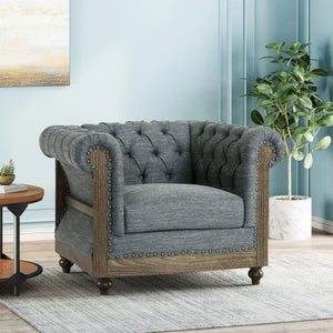 Fabric Upholstered Club Chair With Scrolled Tuxedo Arms - Best Buy Furniture