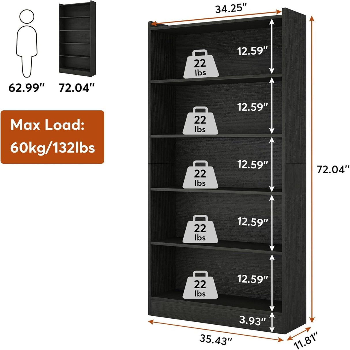 Library Bookshelf With Storage for Living Room