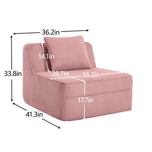 Armless Sofa With Pillow - Pink