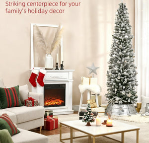 Flocked Christmas Tree with Faux Snow and Dense Branches