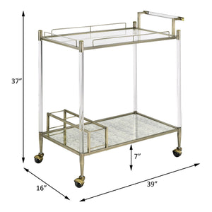 Cirro - Antique Mirror Wire Brass Serving Cart - Antique Brass / White - Best Buy Furniture