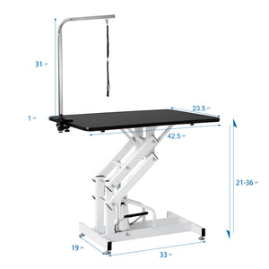 Hydraulic Dog Pet Grooming Table Heavy Duty Big Size Z-Lift Pet Grooming Table - Black / White