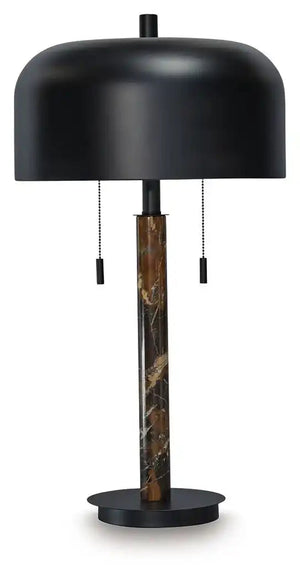 Alanbert - Metal Table Lamp - Brown / Black - Best Buy Furniture