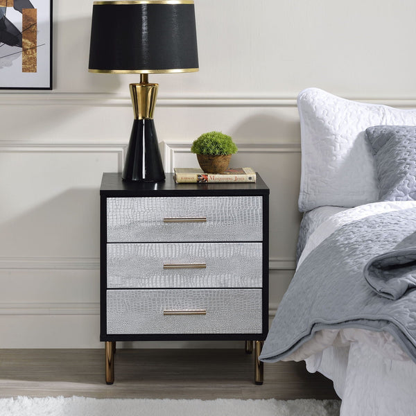 Myles - Nightstand - Black / Gold / Silver - Best Buy Furniture