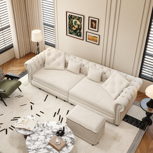 3 In 1 Convertible Sleeper Sofa Bed With Movable Ottoman