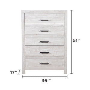 Modern Style 5 Drawer Chest In Natural Rustic Wood With Clean Lines And Spacious Storage